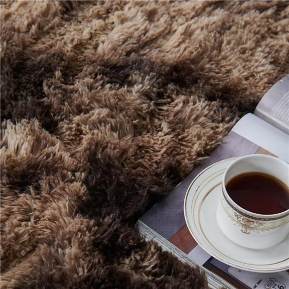 Shaggy Tie-Dyed Coffee Rug, 2x3 Area Rugs for Living Room, Anti-Skid Extra Comfy - Picture 4 of 6